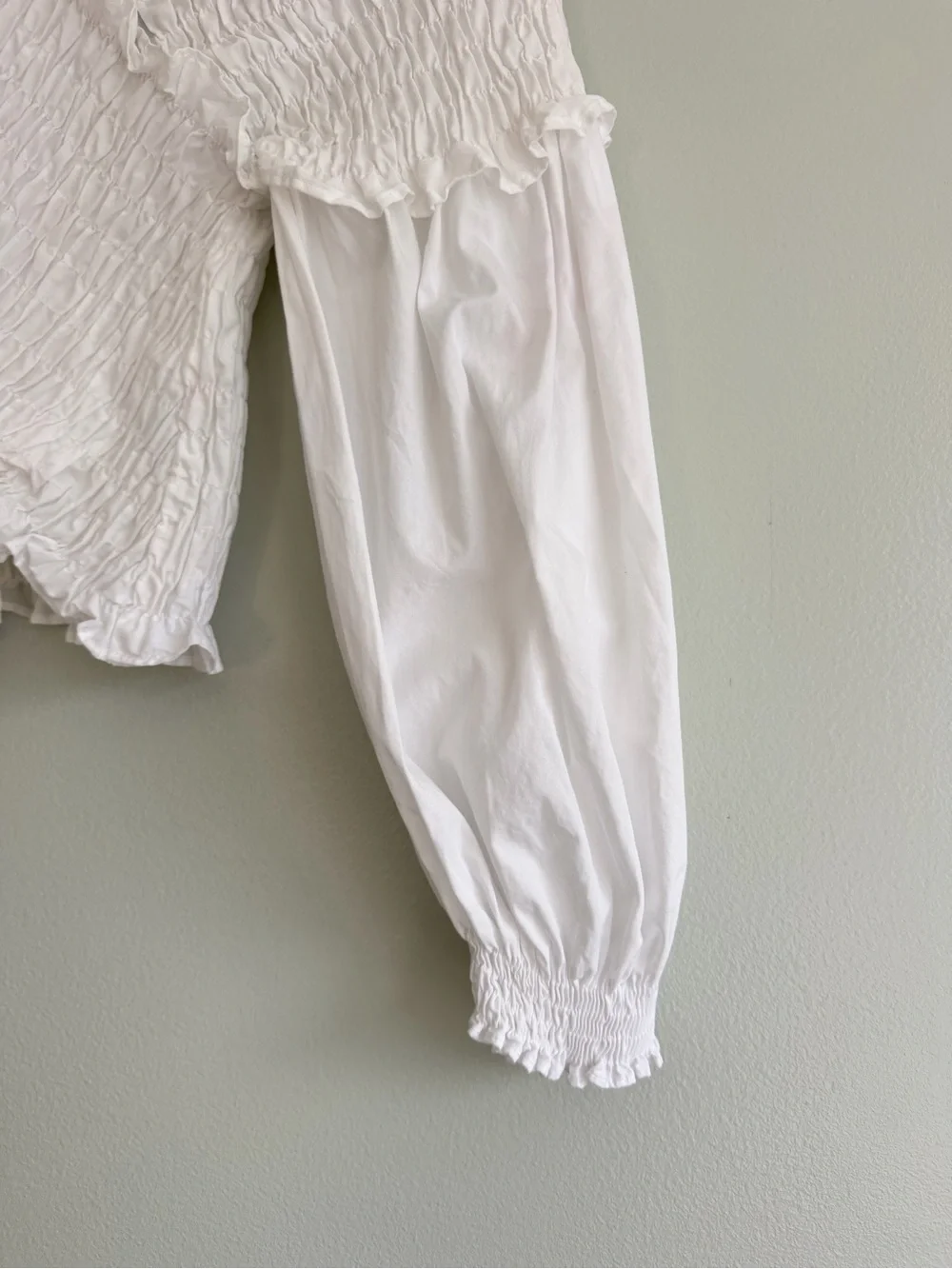 Zara White Smocked Off Shoulder Crop Top